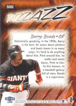 1998 Ultra #500 Barry Bonds Back
