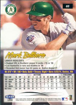 1998 Ultra #65 Mark Bellhorn Back