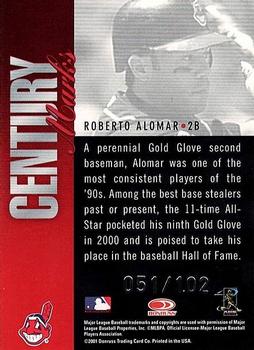 2001 Donruss Signature - Century Marks #NNO Roberto Alomar Back