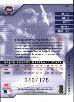 2001 Donruss Signature - Proofs #52 Edgardo Alfonzo  Back