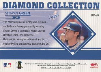 2001 Donruss Studio - Diamond Collection #DC-26 Shawn Green  Back