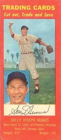 1955 Hunter Wieners St. Louis Cardinals #NNO Solly Joseph Hemus Front