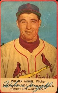 1953 Hunter Wieners St. Louis Cardinals #NNO Wilmer Mizell Front