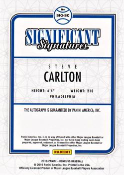 2016 Donruss - Significant Signatures Blue #SIG-SC Steve Carlton Back