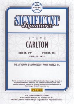 2016 Donruss - Significant Signatures Gold #SIG-SC Steve Carlton Back