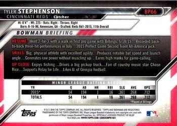2016 Bowman - Prospects #BP66 Tyler Stephenson Back