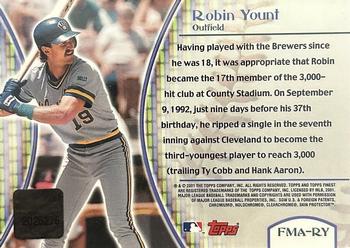 2001 Finest - Moments Refractors Autograph #FMARY Robin Yount  Back
