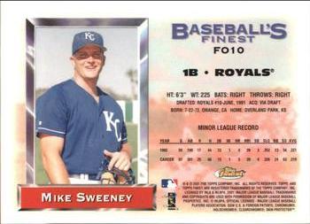 2001 Finest - Origins #FO10 Mike Sweeney  Back