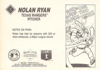 1992 Barry Colla Nolan Ryan #7 Nolan Ryan Back