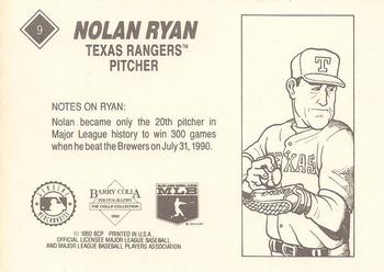 1992 Barry Colla Nolan Ryan #9 Nolan Ryan Back