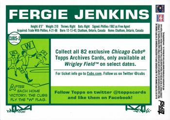 2013 Topps Archives Chicago Cubs Season Ticket Holder #CUBS-2 Fergie Jenkins Back