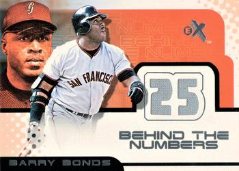 2001 Fleer E-X - Behind the Numbers Game Jersey #NNO Barry Bonds Front