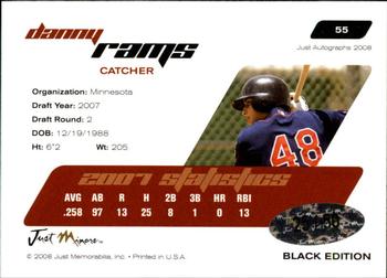 2008 Just Autographs - Black #55 Danny Rams Back