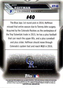2016 Bowman - Bowman Scouts' Top 100 #BTP-40 Jeff Hoffman Back