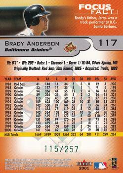 2001 Fleer Focus - Green #117 Brady Anderson Back