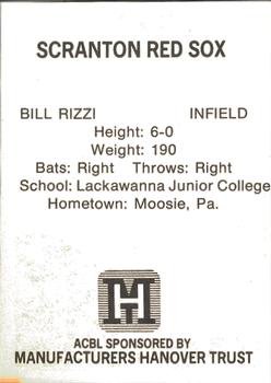 1977 TCMA Atlantic Collegiate Baseball League #NNO Bill Rizzi Back