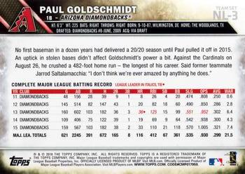 2016 Topps National League Standouts #NL-3 Paul Goldschmidt Back