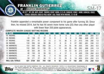 2016 Topps Seattle Mariners #SM-17 Franklin Gutierrez Back