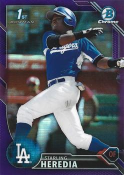 2016 Bowman - Chrome Prospects Purple Refractor #BCP18 Starling Heredia Front