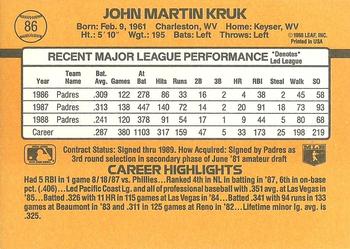 1989 Donruss #86 John Kruk Back