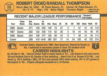 1989 Donruss #98 Rob Thompson Back