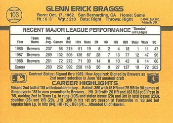 1989 Donruss #103 Glenn Braggs Back