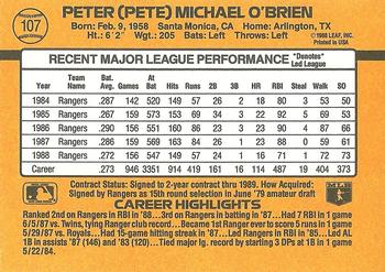 1989 Donruss #107 Pete O'Brien Back