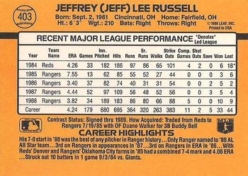 1989 Donruss #403 Jeff Russell Back