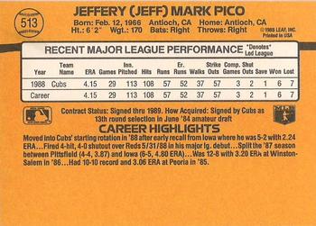 1989 Donruss #513 Jeff Pico Back