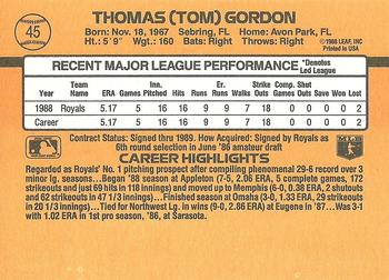 1989 Donruss #45 Tom Gordon Back