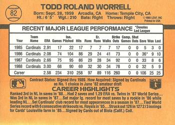 1989 Donruss #82 Todd Worrell Back