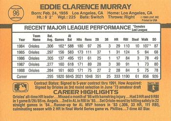 1989 Donruss #96 Eddie Murray Back