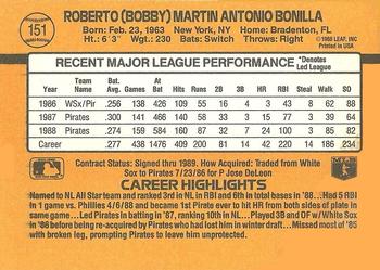 1989 Donruss #151 Bobby Bonilla Back