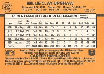 1989 Donruss #492 Willie Upshaw Back