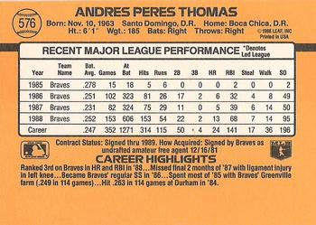 1989 Donruss #576 Andres Thomas Back