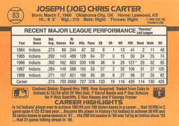 1989 Donruss #83 Joe Carter Back