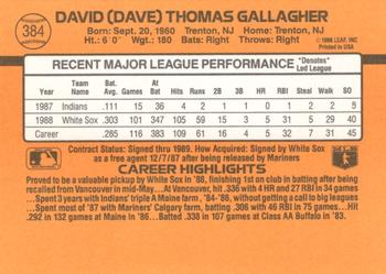 1989 Donruss #384 Dave Gallagher Back