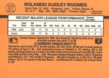 1989 Donruss #577 Rolando Roomes Back