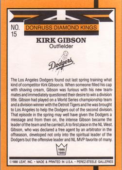 1989 Donruss #15 Kirk Gibson Back