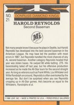 1989 Donruss #21 Harold Reynolds Back