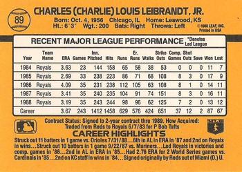 1989 Donruss #89 Charlie Leibrandt Back