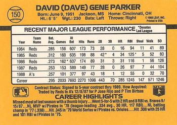 1989 Donruss #150 Dave Parker Back