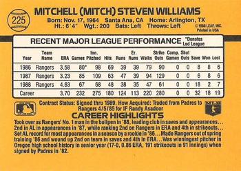 1989 Donruss #225 Mitch Williams Back