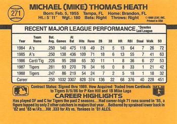 1989 Donruss #271 Mike Heath Back