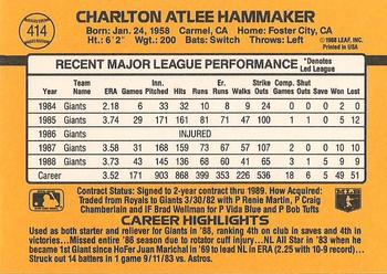 1989 Donruss #414 Atlee Hammaker Back