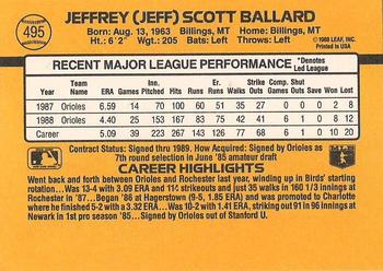 1989 Donruss #495 Jeff Ballard Back