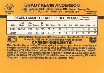 1989 Donruss #519 Brady Anderson Back