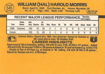1989 Donruss #545 Hal Morris Back