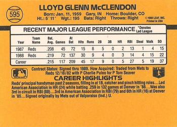 1989 Donruss #595 Lloyd McClendon Back