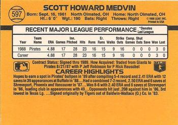 1989 Donruss #597 Scott Medvin Back